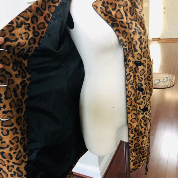 Betsey Johnson Leopard Print Faux Fur trench coat Sz m - Picture 16 of 16
